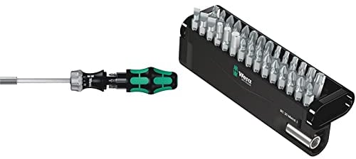 Wera Kraftform Kompakt 27 RA 1 SB Ratcheting Screwdriver & Bits & Bit-Check 30 Metal 1 General bit Set for Drill/Drivers, Metal Jointing, PZ,PH,Hex-Plus,TX 30 Piece