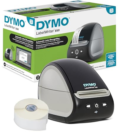 DYMO LabelWriter 550 Series Label Printer with Dymo-Branded Label Compatibility Automatic Recognition Low Waste Optimized Direct Thermal Printing and Plastic-Free Packaging