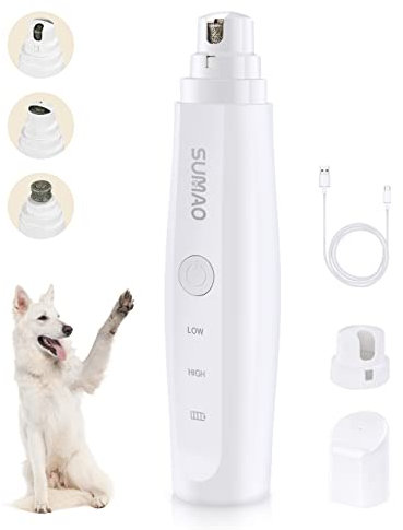Dog Nail Grinders, Upgraded Quiet Dog Nail Grinders with 2 Speed & 3 Port, USB Rechargeable Dog Nail Grinders for large medium small dogs