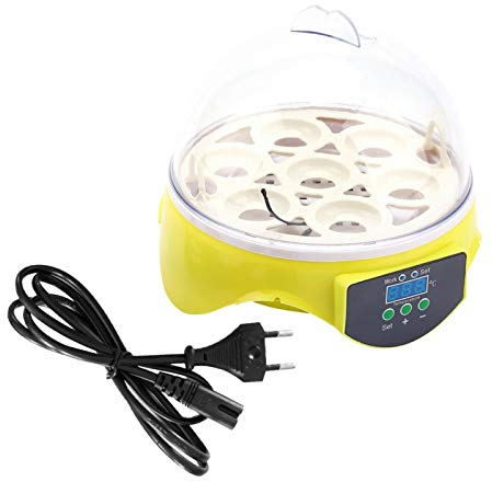 Ejoyous 7 Eier Mini Digital Inkubator Halbautomatisch Brutmaschine Brutkasten Temperatur und Feuchtigkeitsregulierung Für Huhn Enten Gänse Geflügel Taube Wachtel