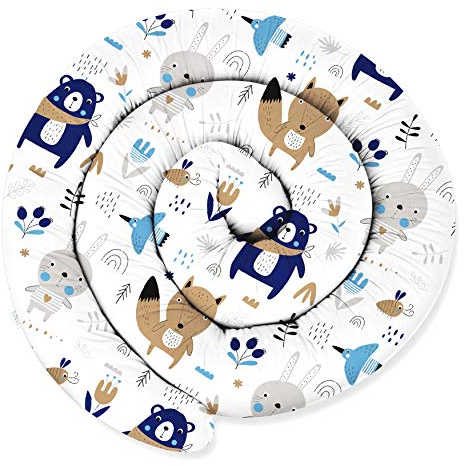 ekm trade XL 155 cm Bettschlange für Allergiker Bettkissen Stillkissen Bettrolle Zierkissen Bettumrandung Schlange Handmade 100% Baumwolle (47 – Bären, Füchse und Kaninchen, 155 cm)