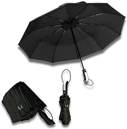 VLACE Regenschirm klein leicht schwarz - Taschenschirm leicht mit 10 Streben stabil - Sturmregenschirm für Herren und Damen - Taschenschirm kompakt und leicht - Teflon-Beschichtung