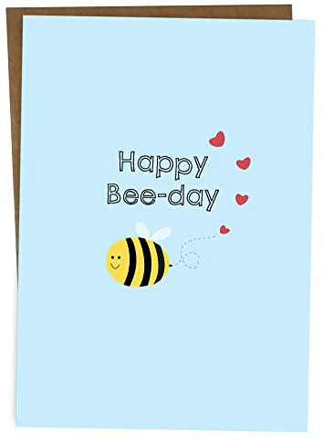 BYANIKA Happy Birthday Card | Bday Cards For Her, Women, Female, Special Friend, Boyfriend, Girlfriend, Husband, Wife, Partner, Sister, Daughter, Granddaughter, Niece, Mum | Cute Bee Pun