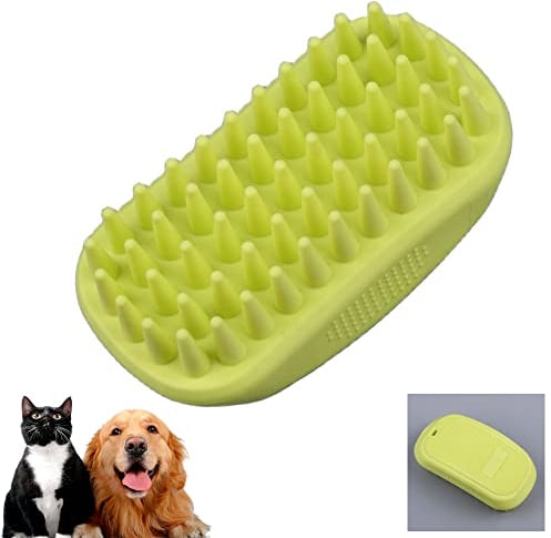 Dog Bath Brush, Pet Shower Bath Brush, Pet Silicone Shampoo Brush for Long Short Haired Puppy Washing Grooming (Green)