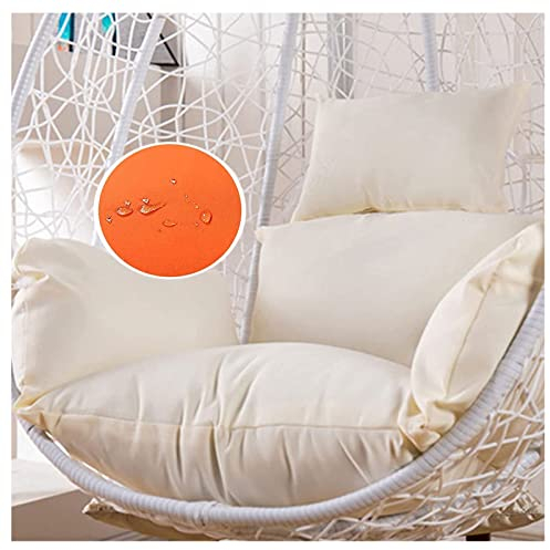 Kissen für Hängesessel, Schaukel Hängenden Korb Sitzkissen, Wasserdichtes Dickes Auflagen Polster für Rattan Hängesschaukel Hängestuhl mit Kopfstütze für Patio-Garten(Color:Weiß)