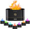 Gzvxuny Flame Essential Oil Diffuser, Upgrade 7 Colour Lights Aromatherapy Diffuser, Super Quiet Air Humidifier, Electric Aroma Diffuser, Waterless Auto-Off for Home Office Room, Black