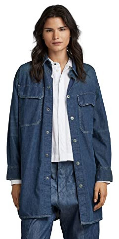 G-Star Para Mujer Camisa Oversized Flap Pocket Evergreen, Azul (antique faded scuba blue D22921-D306-D888), XL