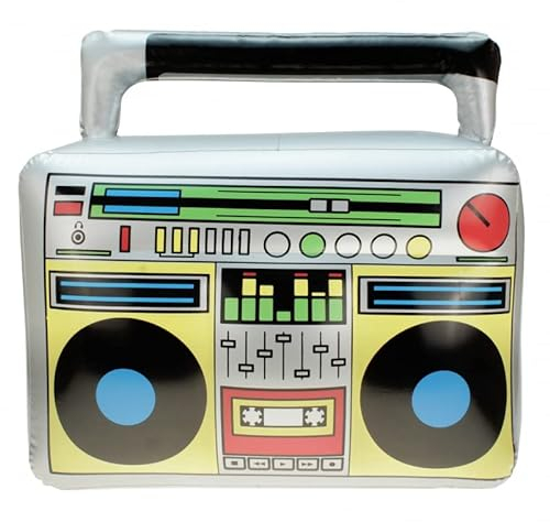 STUWU Aufblasbarer Retro Ghettoblaster ca 45 x 42 cm Hip Hop Radio Walkman 80er 90er Outfit Kassetenrekorder Kassetenrecorder Party Accessoires Kostüm Fasching Karneval