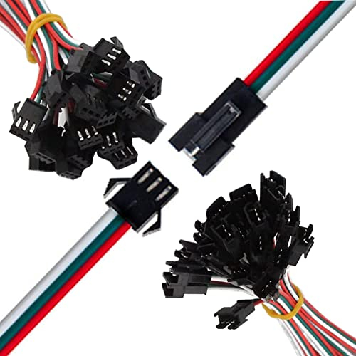 VISSQH 30 Pairs JST SM 3PIN Stecker Männlich zu Weiblich EL Draht Kabel Stecker Adapter,3 Pin Stecker Männlichen und Weiblichen Steckverbinder Adapter mit 150 mm Elektrisch Kabel für LED Licht