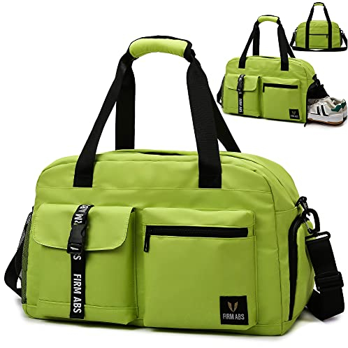 DBPBToU Sporttasche Damen Herren, Reisetasche mit Schuhfach, Trainingstasche mit Nassfach, wasserdichte Weekender Bag, Gym Bag/Schwimmtasche/Saunatasche Verwendet Werden kann (grün)