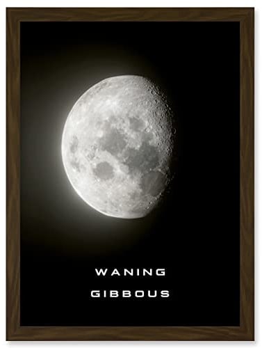 Artery8 Phases of the Moon Astronomy Waning Gibbous Lunar Space Poster Artwork Framed Wall Art Print A4