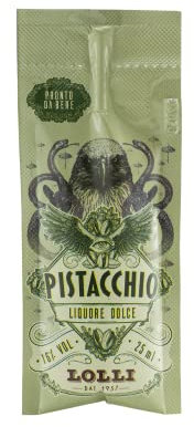 Liquore artigianale Pistacchio - Lolli Limited Edition - Bustina monodose 25 ml con cannuccia - 16% vol.