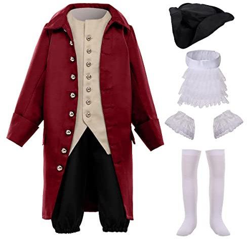 BPURB Enfants 18ème siècle Colonial Costume Garçons Baroque Rococo Aristocrate Costume Deluxe Halloween Costume