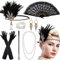 9 Stück 20er Jahre Accessoires Damen, 20er Jahre Kostüm Damen, 20er Jahre Kleid Zubehör, Karneval Great Gatsby Outfit Accessoires, Kopfschmuck, Handschuhe, Perlenkette, Armband, Ohrringen, FaltfäCher