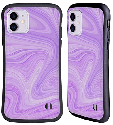 Head Case Designs Offizielle Suzan Lind Violett Weiß Wirbel Aus Marmor Hybride Handyhülle Hülle Huelle kompatibel mit Apple iPhone 11