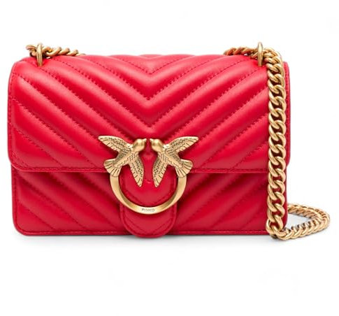 Pinko Love One Mini Dc Sheep Nappa Chevron, Borsa Donna, R30q_rosso-antique Gold, Taglia unica