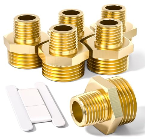 Bwintech 6 pièces 3/8 mâle à 1/2 mâle BSP filetage en laiton douille hexagonale connecteur de réduction pour la Conversion de raccordement de tuyau
