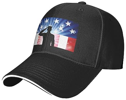 LAMAME Seestern Shell Blau Holz auf Strand Landschaft gedruckt Einstellbare Baseball Cap Casual Cap Outdoor Sport Hut, Amerikanische Flagge Soldat, 5-8