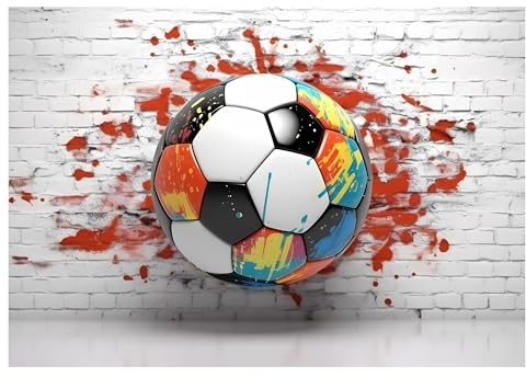 Fototapete Kinderzimmer Junge Fußball Graffiti 368x254 cm - inkl. Kleister - für Kinder Vlies Tapete Wandtapete Vliestapete Motivtapeten Montagefertig