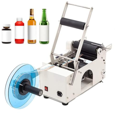 Etichettatrice semiautomatica per bottiglie rotonde, applicatore di etichette per bottiglie da 20-40 pezzi/min Etichettatrice per bottiglie per diametro 12-90 mm, stampante per etichette adesive
