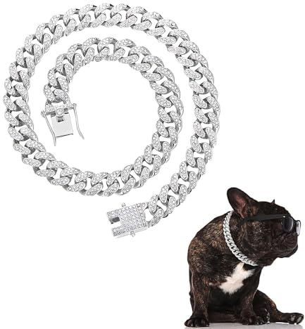 8-Zoll-Welpen-Zirkon-Kubanischer Kettenglied, Hunde-Kette mit Diamant-Kubanischem Kragen, Haustier-Kubanischer Kristallhalsband, Kubanische Hundeketten-Halskette