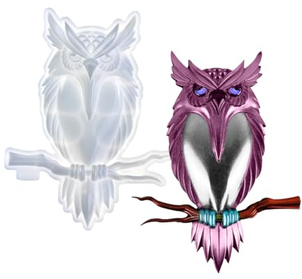 DeryArcle Epoxidharz Formen Eule, Gießform Wanddekoration Silikonform Harzform Anhänger Tiere 3D Owl Resin Mold für DIY Wandbehang Tür Schreibtisch Schränke Dekoration (Typ A)