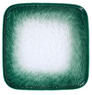 KOHARA Piatto Piano Piatti Piani Quadrati in Ceramica dal Design graduato Bianco e Verde da 10 Pollici Piatti Piani