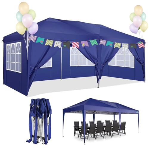 COBIZI Faltpavillon 3x6 Pavillon Wasserdicht Winterfest Pop Up Pavillon Klappbar 3x6 Zelt mit 6 Seitenwnden 3 Höhenverstellbar UV-Schutz Gardenpavillon Partyzelt für Markt, Freien Event (Navy blau)