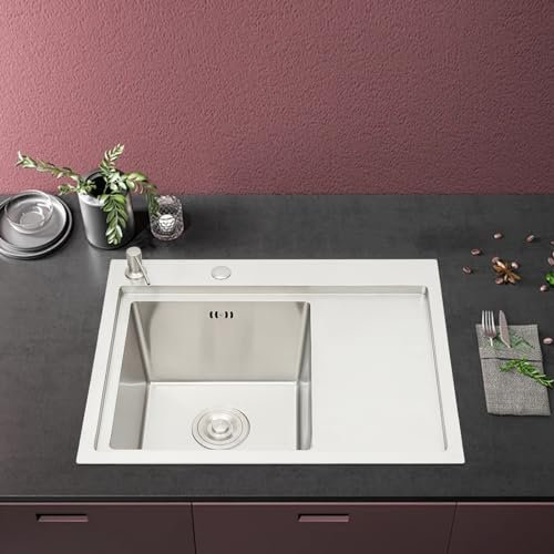 KEESUNG Évier en acier inoxydable avec distributeur de savon - Évier de cuisine - Évier de cuisine - Évier de cuisine - Évier de cuisine - Évier épais