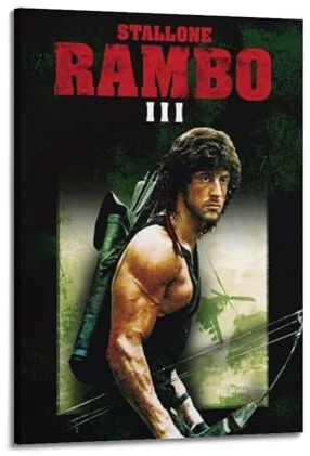 DATOZA Rambo 3 Movie Poster Dekorative Malerei Leinwand Wandkunst Wohnzimmer Poster Schlafzimmer Malerei,Wandkunst Bilddruck Moderne Familienzimmer Dekor 12x18inch(30x45cm)