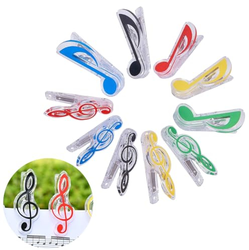 Notenklammern, Buch Seite Clip, Musik Hinweis Clip, 10 Stück Klammern für Notenständer, Klavierklammern, Notenhalter Dekorative, für für Noten Buchseiten Klavier Gitarre Violine