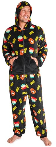 South Park Tuta Intera Uomo Pile Incappucciato Pigiama Tuta Accogliente Cartman Kenny Divertente Regali per Lui (S, Multi)