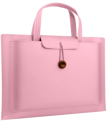 SumNeol Laptoptasche für Damen 13-14 Zoll PU Leder Laptop lässige Handtasche Computertasche Kompatibel mit MacBook/HP/Microsoft/Lenovo/Asus/Acer - Rosa