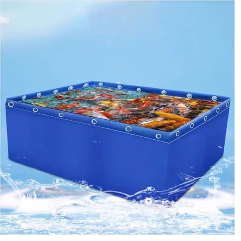 PHLEPS Aquarium-Pool, PVC-Leinen-Teiche Mit Ablassventil, Temporärer Auffangtank for Salzwasserfische, 0,5-mm-Planen-Wasserspeicherpool for Schwimmende Koi-Fischschildkröten (Color : Blue, Size : 0.
