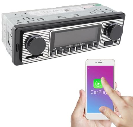 Transmisor FM para Automóvil, Radio Automática, Reproductor de Música MP3 Estéreo Automático Clásico con Unidad Principal InDash USB SD AUx FM (12V)