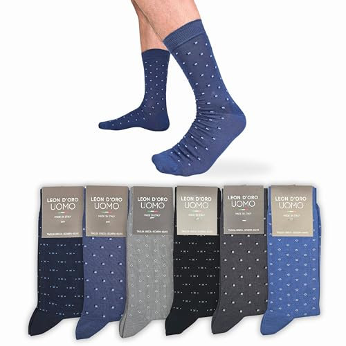 Calze uomo cotone corte 6 PAIA Calzini corti leggeri filo di Scozia pois righe fantasia MADE IN ITALY (IT, Numero, 40, 45, Regular, Regular, ASSORRTITO MICRO)