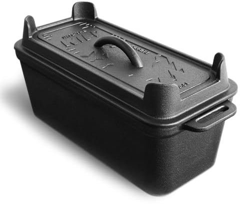 BURNHARD Gusseisen Brotbackform mit Deckel 3,5 L rechteckig, Pre-Seasoned, Kastenform ideal zum Brotbacken, Braten und Kochen, 35,4 x 14,3 x 15,3 cm, inkl. Anleitung zum Einbrennen