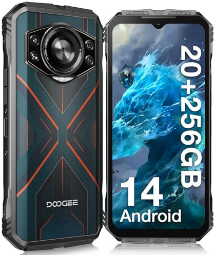 DOOGEE S Cyber Movil Todoterreno (2025) Teléfono Irrompible Android 14, 10800mAh, Móvil Resistente 20GB+256GB/ 6.58” FHD, 50MP+16MP Cámara Móvil Rugerizado 4G Dual SIM/Huella Dactilar/Face ID/NFC