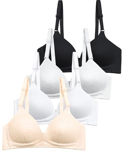 SALIA GIRL Soft Padded Bras for Teens 10-14, Cotton Girls Training Bras | Wireless Teen Bra, Breathable Fabric, Light Fixed Padding, Adjustable Straps, Hook-and-Eye Closure, Tagless