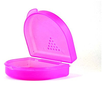 Dr. Bauer's Zahnspangenbox, KFO-Dose, Hygienische Aufbewahrungsbox für Zahnspangen, Prothesen, mit Luftlöchern (lila/violette, 2,70cm hoch)