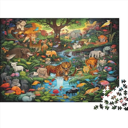 Jungle Tiers 1000 Stück Puzzles Für Erwachsene Teenager Stress Abbauen Familien-Puzzlespiel Mit Poster in 1000-teiliges Puzzle Kinder Lernspiel Spielzeug Geschenk Puzzel 1000pcs (75x50cm)