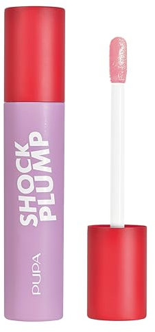 Pupa Lip Gloss Shock Plump Instant Volumising - Fleshier Lips, länger abnehmbar, Thermo-Crio-Aktivstoffe (Chili und Menthol) Super Glossy Texture - (Farbe 002 Baby Doll)