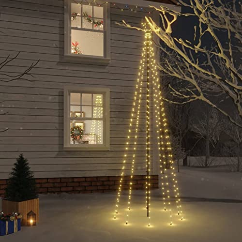 IKAYAA LED Metall-Weihnachtsbaum Aussen Kegelform 300 cm Warmweiß 310 LEDs Tannenbaum Lichterbaum Weihnachtsdeko Aussen Weihnachtsbaum Tanne