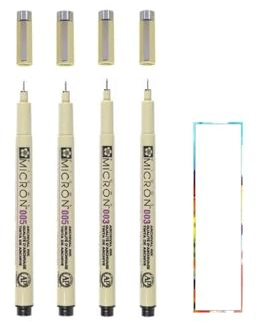 Pigma Sakura Schwarz 003, 005, 4er Set und 1 Karte - Markierstift