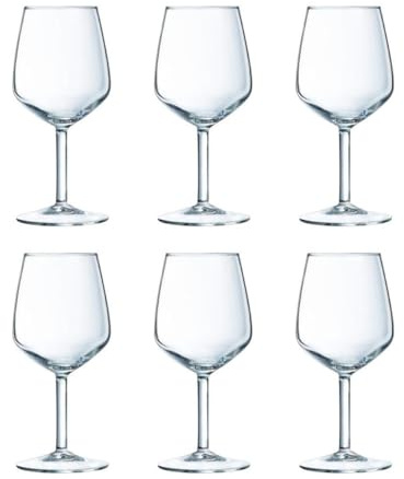 Luminarc Set de 6 copas de vino Veral de vidrio 47 cl | Transparente, Vidrio, formato bajo, acabado brillo, 47 cl, 6 piezas, fácil de limpiar