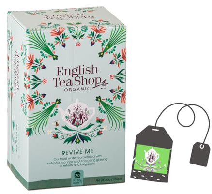English Tea Shop | Tisana BIO Rivitalizzante | Tè Bianco, Moringa, Cannella e Ginseng - 20 Filtri in Eco Box (30 Gr) | Miscela Vitalità Rinvigorente