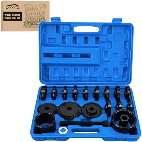 GOOACC Wheel Bearing Removal Tool Kit, 23PCS Wheel Bearing Press Kit for Front Wheel Drive Bearing Removal & Installation Universal Hub Bushing Press Sleeves Puller Tool Set with Sliding Screws Blue
