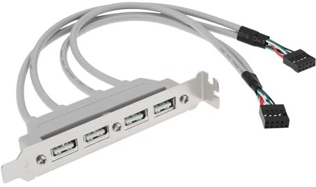 YINETTECH Cavo USB 2.0 Femmina A 4 Porte Per Scheda Madre Con Connettore A 9 Pin E Staffa PCI-E