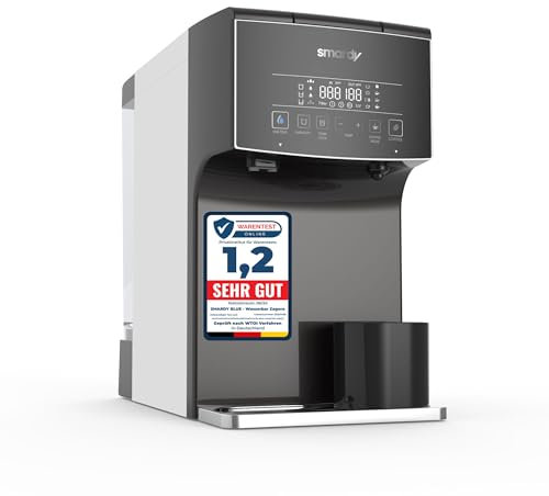 smardy Blue Zagora - Sistema de ósmosis sin conexión de agua con esterilización UV, sistema de ósmosis inversa móvil, 4 niveles de temperatura, función de té/café, pantalla táctil inteligente, filtro