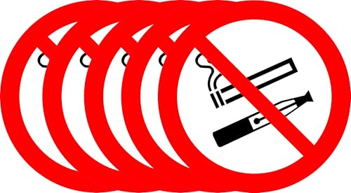 Sticker Interdiction de Fumer et Vapoter – Pictogramme Officiel – Autocollant Vinyle – Conforme Signalisation Entreprise – Plusieurs Tailles et Lots (5, 10)